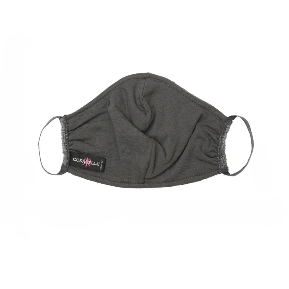 COSABELLA LACE PLEATED NEVER SAY NEVER FACE MASK - DARK GREY
